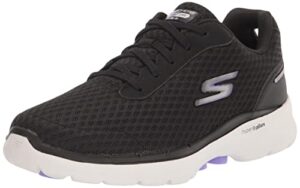 skechers women's go walk 6-venecia sneaker, black/lavender, 8