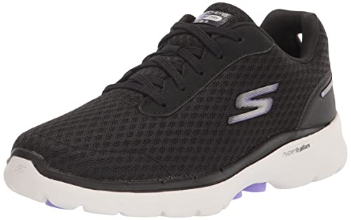 Skechers Women's GO Walk 6-Venecia Sneaker, Black/Lavender, 8