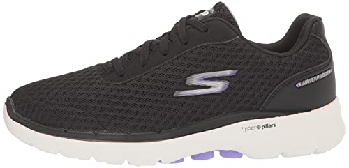 Skechers Women's GO Walk 6-Venecia Sneaker, Black/Lavender, 8