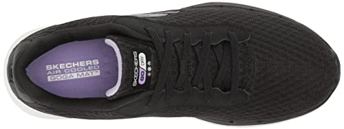 Skechers Women's GO Walk 6-Venecia Sneaker, Black/Lavender, 8