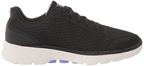 Skechers Women's GO Walk 6-Venecia Sneaker, Black/Lavender, 8