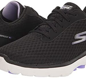 Skechers Women's GO Walk 6-Venecia Sneaker, Black/Lavender, 8