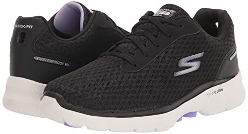 Skechers Women's GO Walk 6-Venecia Sneaker, Black/Lavender, 8