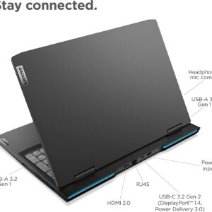 Lenovo IdeaPad 3 Gaming Laptop, NVIDIA GeForce RTX 3050, AMD Ryzen 5 6600H(Beat i5-12400F), 32GB DDR5 RAM, 1TB SSD, 15.6 Inch FHD Display, Wi-Fi, Windows 11 Home, Bundle with JAWFOAL