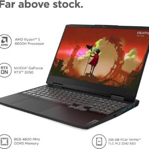 Lenovo IdeaPad 3 Gaming Laptop, NVIDIA GeForce RTX 3050, AMD Ryzen 5 6600H(Beat i5-12400F), 32GB DDR5 RAM, 1TB SSD, 15.6 Inch FHD Display, Wi-Fi, Windows 11 Home, Bundle with JAWFOAL