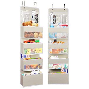 coastal rose over the door organizer, 4 large pockets hanging nursery baby organizer storage, door closet organizers shelves with 2 pvc pockets for bathroom, pantry, kids clothes, diaper(1 pack)