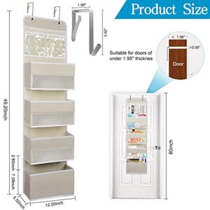 coastal rose Over The Door Organizer, 4 Large Pockets Hanging Nursery Baby Organizer Storage, Door Closet Organizers Shelves with 2 PVC Pockets for Bathroom, Pantry, Kids Clothes, Diaper(1 Pack)