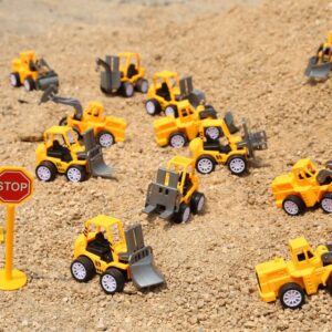 haomsj 17PCS Construction Party Favors Birthday Party Supplies Mini Small Construction Toys Trucks Vehicle Cake Decorations Topper Toy Cars Trucks for 2 3 4 5 7 Year Old Boys