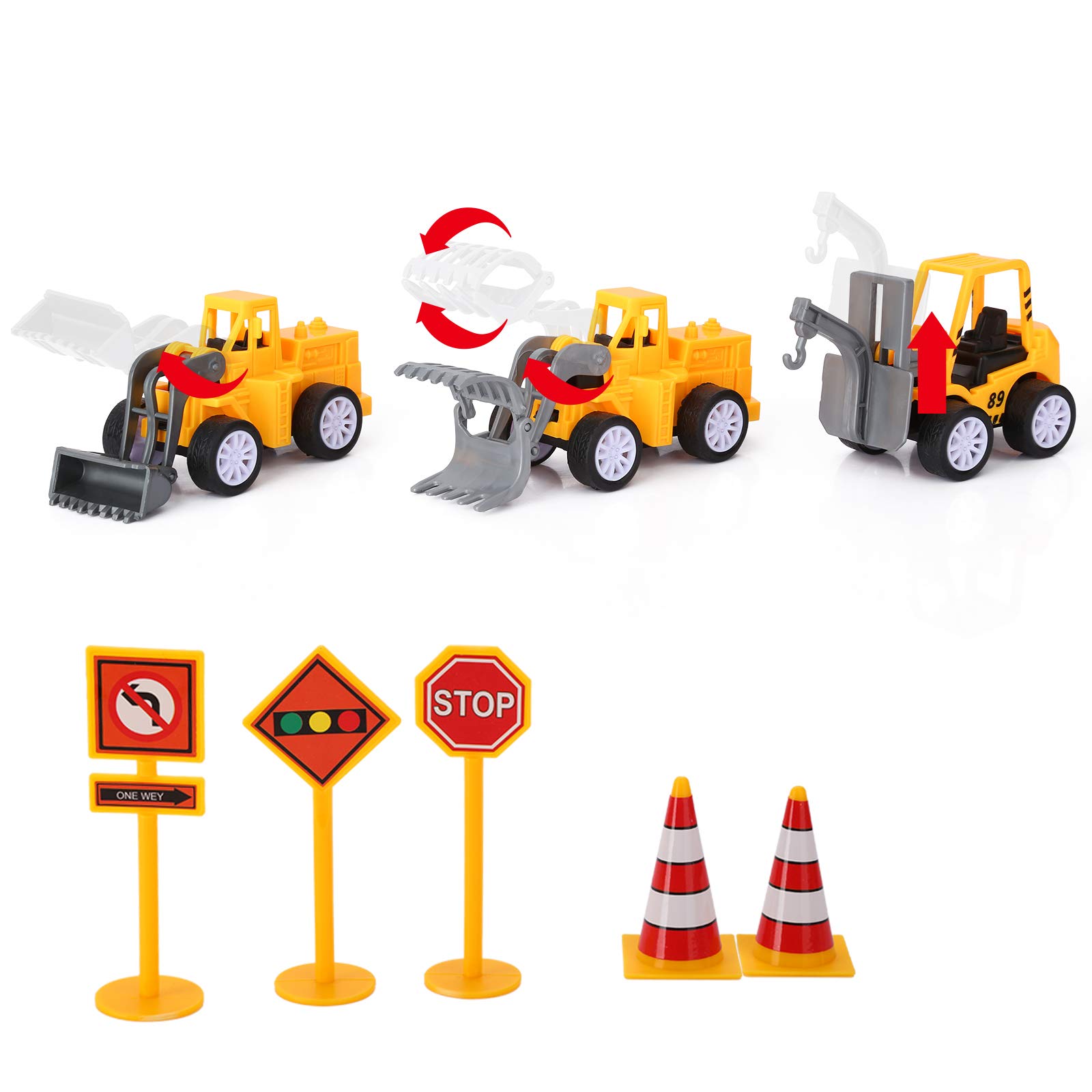 haomsj 17PCS Construction Party Favors Birthday Party Supplies Mini Small Construction Toys Trucks Vehicle Cake Decorations Topper Toy Cars Trucks for 2 3 4 5 7 Year Old Boys