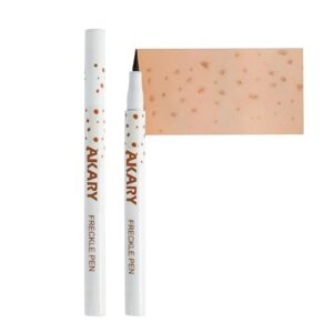 akary freckle pen professional lifelike face concealer point out natural waterproof longlasting soft artificial fine makeup freckle pen life face decoration (#01 light brown)