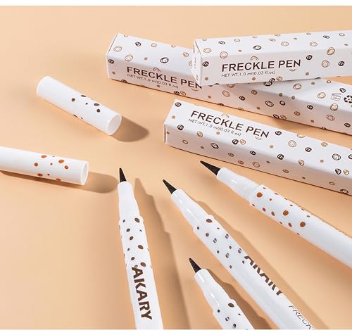 AKARY Freckle Pen Professional Lifelike Face Concealer Point Out Natural Waterproof Longlasting Soft Artificial Fine Makeup Freckle Pen Life Face Decoration (#01 Light Brown)