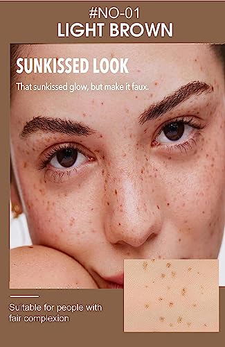 AKARY Freckle Pen Professional Lifelike Face Concealer Point Out Natural Waterproof Longlasting Soft Artificial Fine Makeup Freckle Pen Life Face Decoration (#01 Light Brown)