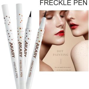 AKARY Freckle Pen Professional Lifelike Face Concealer Point Out Natural Waterproof Longlasting Soft Artificial Fine Makeup Freckle Pen Life Face Decoration (#01 Light Brown)