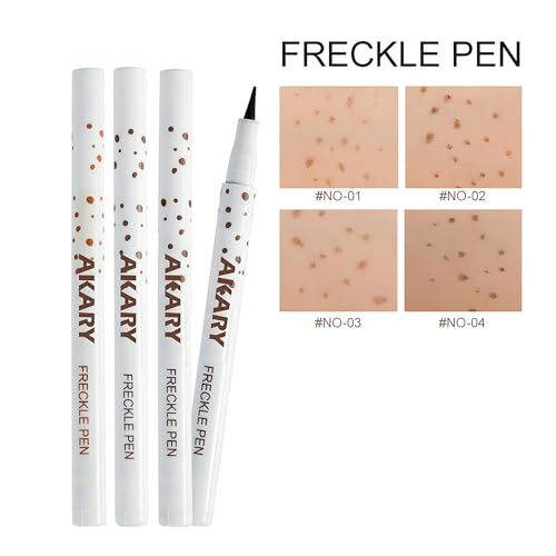 AKARY Freckle Pen Professional Lifelike Face Concealer Point Out Natural Waterproof Longlasting Soft Artificial Fine Makeup Freckle Pen Life Face Decoration (#01 Light Brown)