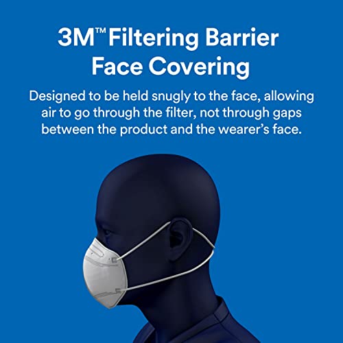 3M Filtering Barrier Face Covering, Soft, Breathable Materials, Convenient & Disposable, One Size, 5-pack