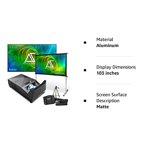 Akia Screens Projector With Screen - EliteProjector UST Bundle ALR Projector Screen CLR3 103 inch 16:9 and Outdoor Movie Screen 58 inch, Compatible with HDMI VGA USB Full HD, Built-in Speaker, Remote