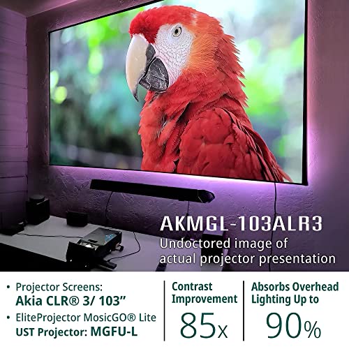 Akia Screens Projector With Screen - EliteProjector UST Bundle ALR Projector Screen CLR3 103 inch 16:9 and Outdoor Movie Screen 58 inch, Compatible with HDMI VGA USB Full HD, Built-in Speaker, Remote