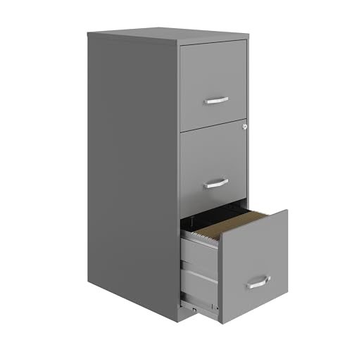 Hirsh Industries 3 Drawer Metal Vertical File Cabinet with Lock, Letter-Size, in Gray