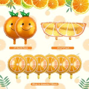 Gejoy 10 Pieces Citrus Balloons Orange Fruit Balloons Cartoon Fruit Aluminum Foil Balloons Jumbo Birthday Tangerine Balloons for Baby Shower Summer Citrus Themed Boy Girl Birthday Party Decor Supplies