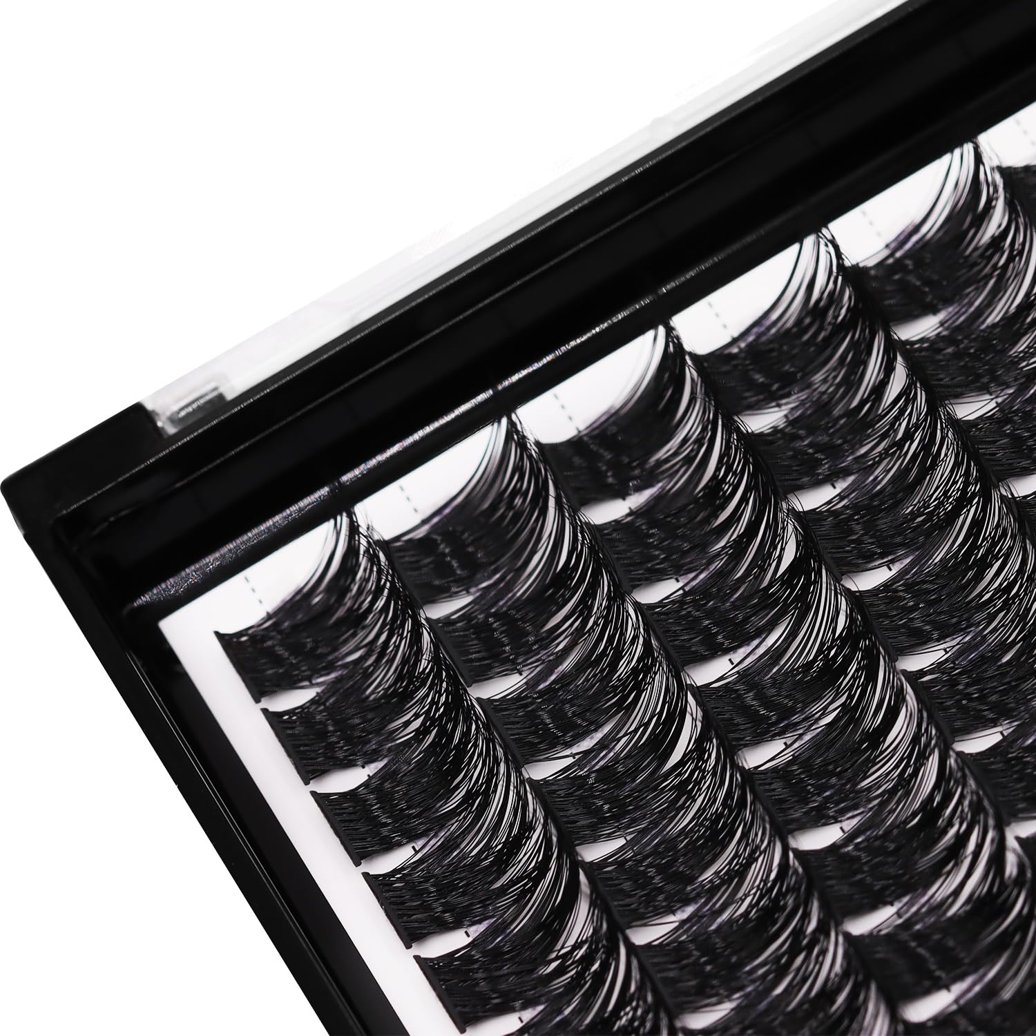 Hannahool 12rows-Large Tray Mixed 8-10-12-14-16mm/Mixed 14-15-16mm/Mixed14mm-16mm/Mixed 18-20mm Wide Stem Individual False Eyelashes Dramatic Black Cluster Eyelashes (mixed14mm-16mm)