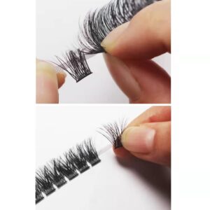 Hannahool 12rows-Large Tray Mixed 8-10-12-14-16mm/Mixed 14-15-16mm/Mixed14mm-16mm/Mixed 18-20mm Wide Stem Individual False Eyelashes Dramatic Black Cluster Eyelashes (mixed14mm-16mm)