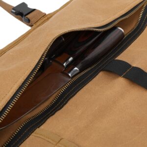 Denifiter Chef's Knife Roll Bag With 10 Slots And 1 Large Zipper Pocket, Waxed Canvas Knife Roll bag