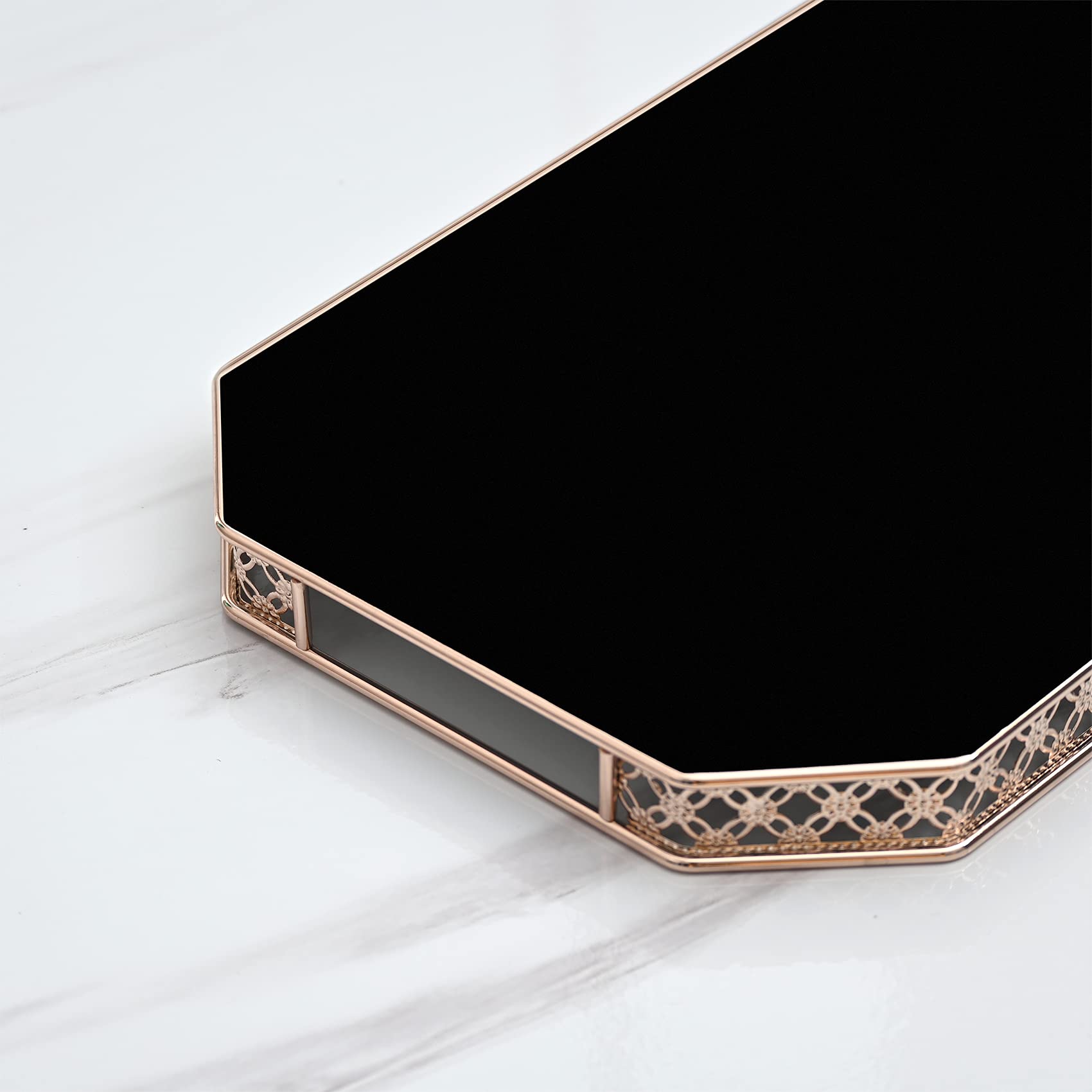 Gold Mirror Tray, Perfume Tray for Dresser, Gold Vanity Trays for Bathroom and Home Decor, 11.6 x 7.7 x 1.2 inches