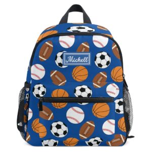 emelivor custom football blue toddler school backpack children kids sports school bag for children personalized lightweight toddler bookbag with chest strap