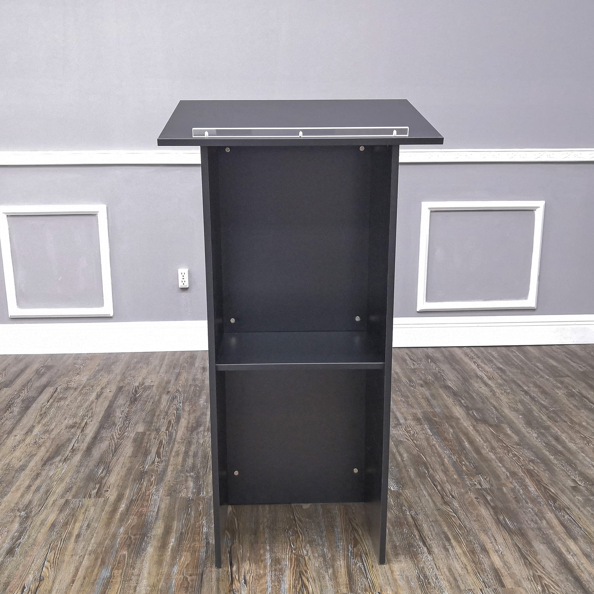 FixtureDisplays® Black MDF Wood Podium Church Pulpit School Lectern Conference Debate Stand 22.83X15.59X44" 10051-BLK