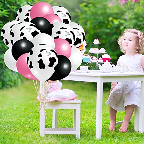 120 Pieces Cow Print Balloons for Birthday Party Supplies Including 60 Pieces 12 Inch Cow Print Balloons and 60 Pieces 10 Inch Colorful Balloons for Baby Shower Wedding Party Decoration