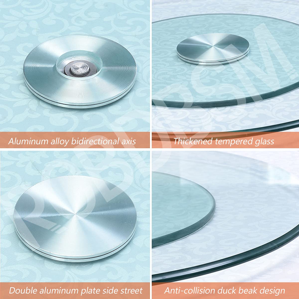 60-120cm/24-47 inch Round Lazy Susan Glass Turntable, Large Rotating Swivel Tray, Round Turntable Countertop, for Kitchen, Restaurant, Dining Table, Easy to Share All Food,60cm/23.6in