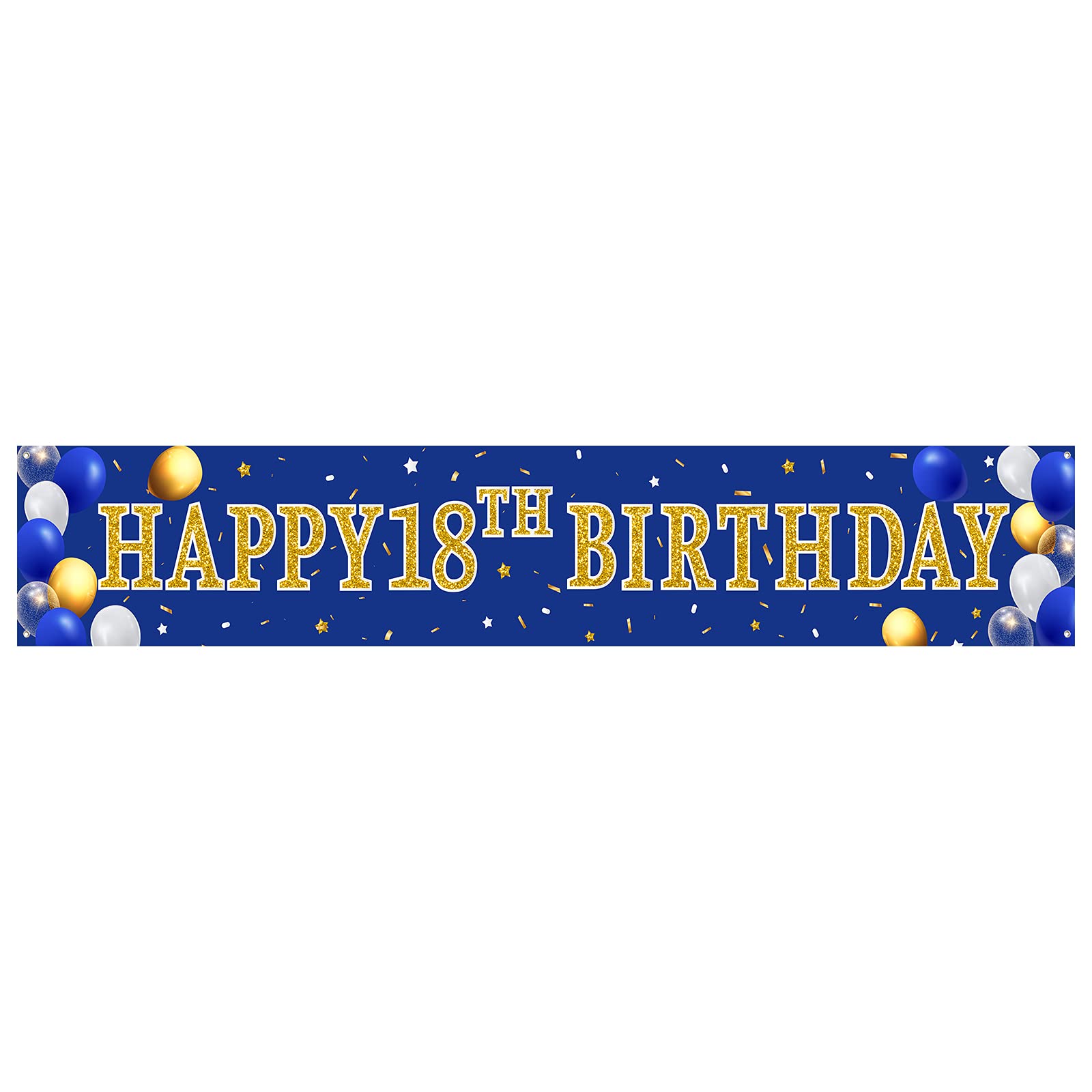 Boao 16th 18th 50th Birthday Decorations for Boys, Navy Blue and Gold Birthday Banner Yard Backdrop, Happy Birthday Party Supplies Decorations for Men (18th)