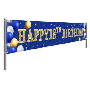 Boao 16th 18th 50th Birthday Decorations for Boys, Navy Blue and Gold Birthday Banner Yard Backdrop, Happy Birthday Party Supplies Decorations for Men (18th)