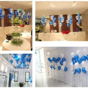 Blue Birthday Party Decorations Set with Blue Happy Birthday Balloons Banner, Confetti and Latex Balloon, Heart Star Foil Balloon, Foil Fringe Curtain for Blue Theme Birthday Party Supplies