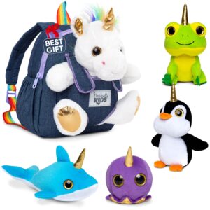 naturally kids unicorn stuffed animal backpack, unicorn toys for girls, toddler girls backpack