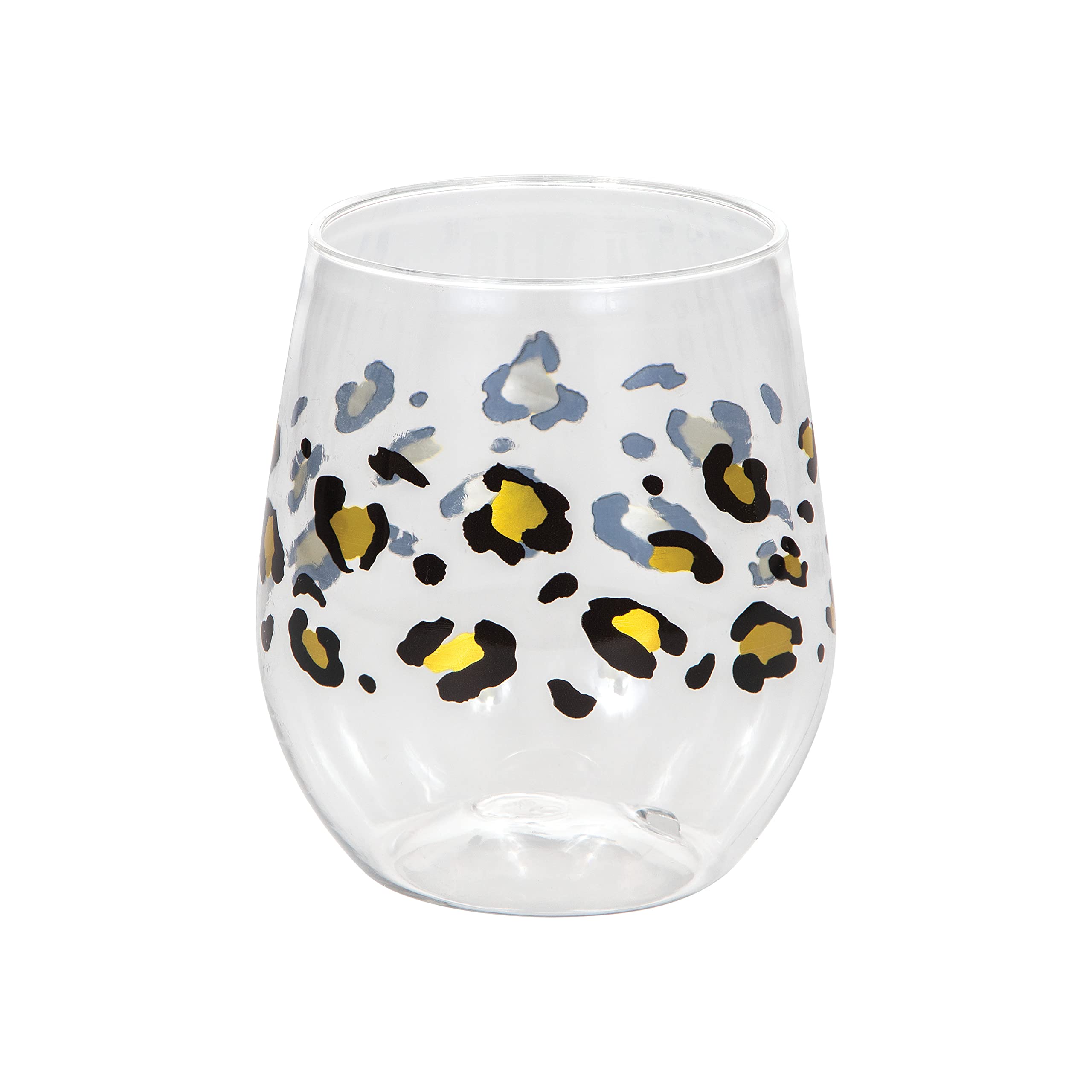 Creative Converting Leopard Plastic Stemless Wine Glass, 6 ct