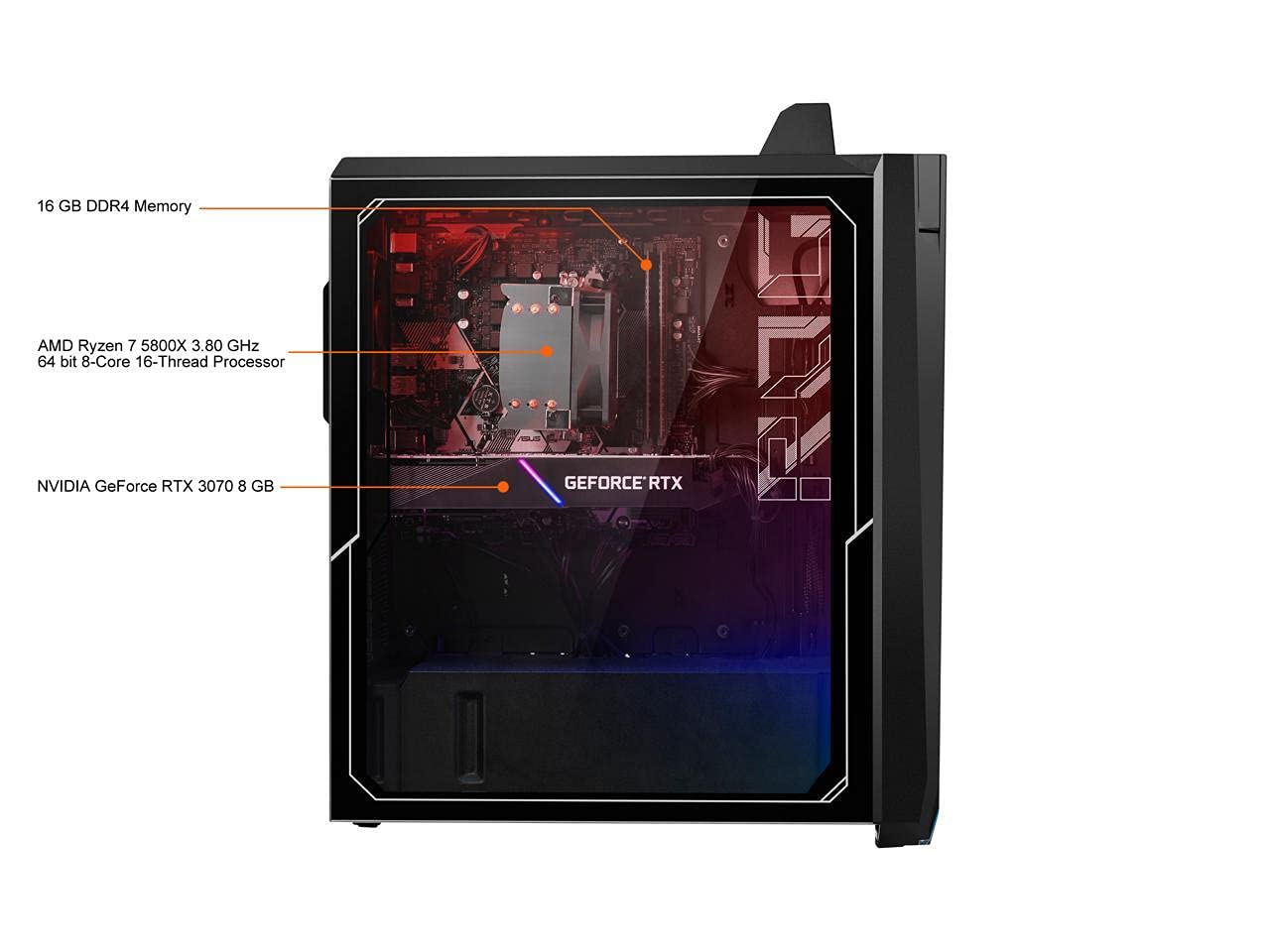 ASUS ROG Strix GA15 Gaming Desktop PC, AMD Ryzen 7 5800X, GeForce RTX 3070, 16GB DDR4 RAM, 1TB SSD, Windows 10 Home, GA15DK-DS776