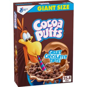 cocoa puffs, chocolate breakfast cereal with whole grains, family size, 25.8 oz