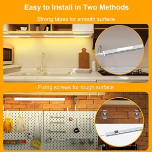 maylit Under Cabinet Lights Plug in, 3 Pcs 12 Inch Dimmable, Under Cabinet Lighting with Remote, Super Bright Soft White Under Counter Lights for Kitchen, Cabinet, Counter, Workbench, Desk