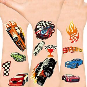 6 sheets car temporary tattoos for kids boys glow race car body stickers waterproof tattoo stickers luminous vehicle cute tattoo sticker gifts birthday party supplies favors bag filler decorations
