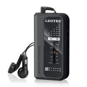 leotec small pocket radios, battery operated am fm radio, dbs function great reception for indoor, outdoor & emergency use,portable transistor radio with earphone