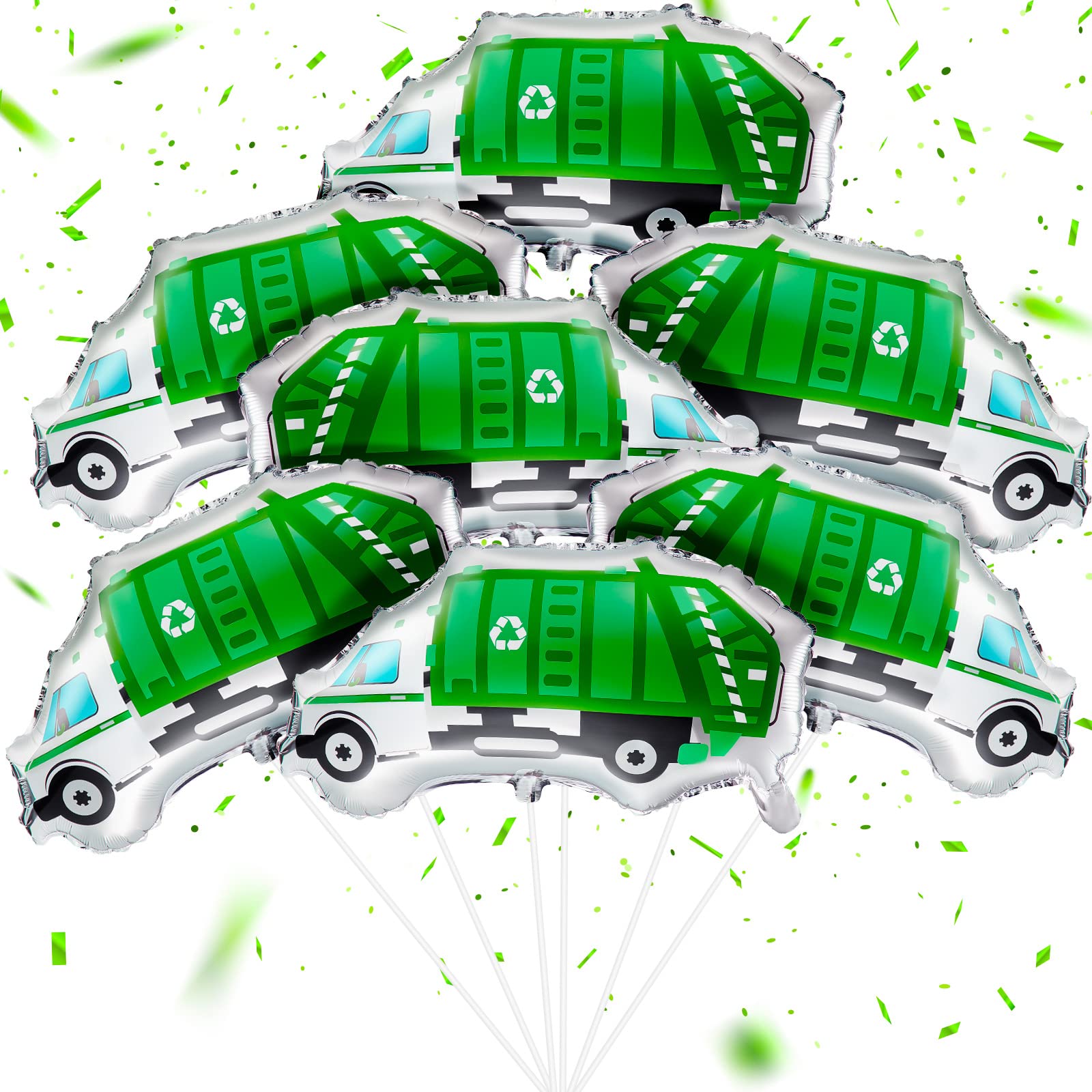 12 Pcs Garbage Truck Balloon Garbage Truck Birthday Party Decoration Trash Truck Balloon Truck Foil Balloon Garbage Truck Party Favor Green Truck Garbage Balloon for Garbage Truck Party Supplies