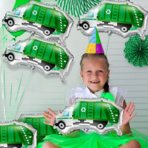 12 Pcs Garbage Truck Balloon Garbage Truck Birthday Party Decoration Trash Truck Balloon Truck Foil Balloon Garbage Truck Party Favor Green Truck Garbage Balloon for Garbage Truck Party Supplies