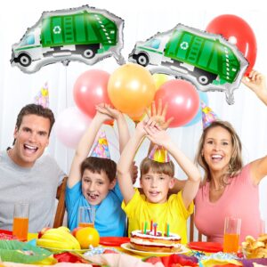 12 Pcs Garbage Truck Balloon Garbage Truck Birthday Party Decoration Trash Truck Balloon Truck Foil Balloon Garbage Truck Party Favor Green Truck Garbage Balloon for Garbage Truck Party Supplies