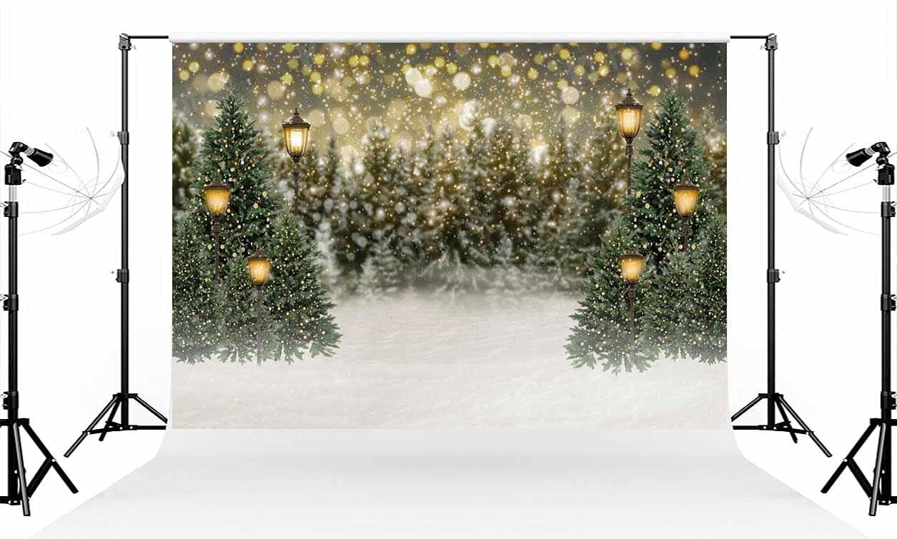 Kate 10×10ft Christmas Tree Bokeh Photo Backdrop Street Lamp Deco Glitter Interior Photography Background for Xmas Photographer Photo Studio Props