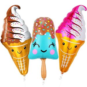 KatchOn, Giant Ice Cream Balloon - 39 Inch, Pack of 3 | Ice Cream Party Decorations | Popsicle Balloons for Ice Cream Birthday Party Decorations | Ice Cream Cone Balloon for Ice Cream Decorations