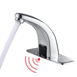 gangang commercial bathroom touchless automatic motion sensor sink faucet cold and hot water basin tap mixer with cover plate solid brass chrome plated