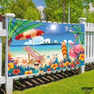 KatchOn, XtraLarge Beach Photo Backdrop - 72x44 Inch | Summer Backdrop for Beach Party Decorations | Beach Backdrop, Hawaiian Beach Theme Party Decorations | Summer Banner for Summer Party Decorations