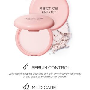 THESAEM Saemmul Perfect Pore Pink Pact - Makeup Finishing Pressed Powder for Sebum Control and Pore Minimization, Soothes Sensitive Skin with Calamine, Setting Powder, Clumps Free 12g