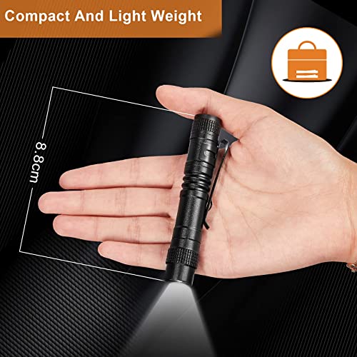 10 Pieces Mini Small LED Flashlight Handheld Pen Light Flashlight with Clip Led Pen Pocket Light Torch for Camping Outdoor Emergency Diary Lighting (3.5 Inches)